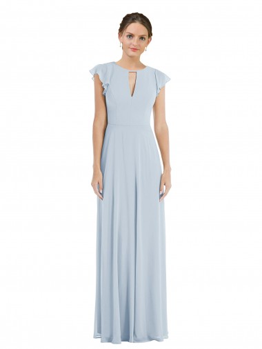 Affordable A-Line Bateau Neck Soft Chiffon Long Sea Glass Formal Evening Dress Canada