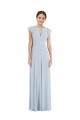 Affordable A-Line Bateau Neck Soft Chiffon Long Sea Glass Formal Evening Dress Canada