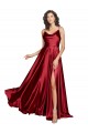 Affordable A-Line Cowl Neck Silky Satin Long Burgundy Black Tie Evening Dress Canada