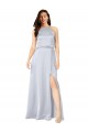 Affordable A-Line Halter Neck Silky Satin Long Fog Formal Evening Dress Canada