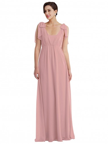 Affordable A-Line Halter Neck Soft Chiffon Long Dusty Pink Semi Formal Evening Dress Canada