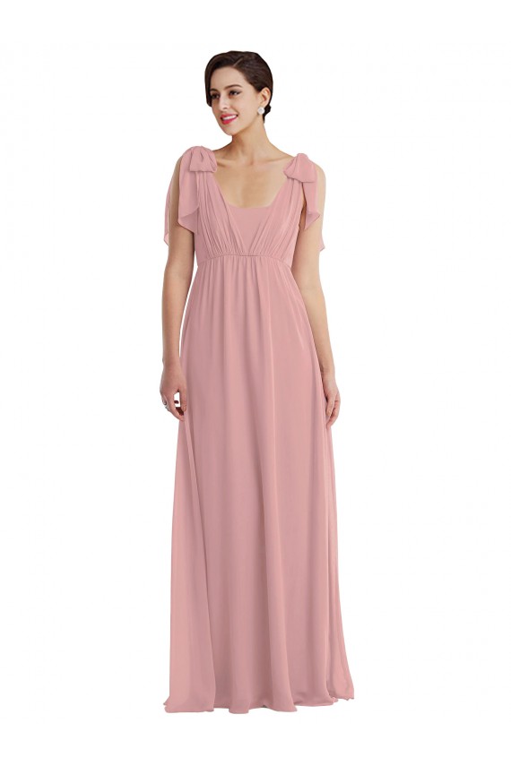 Affordable A-Line Halter Neck Soft Chiffon Long Dusty Pink Semi Formal Evening Dress Canada