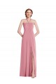 Affordable A-Line Halter Neck Soft Chiffon Long Skin Pink Semi Formal Evening Dress Canada