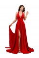 Affordable A-Line Halter Neck Spandex Long Red Formal Evening Dress Canada