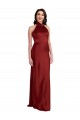 Affordable A-Line Halter Neck Stretch Satin Long Burgundy Black Tie Evening Dress Canada
