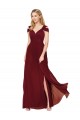 Affordable A-Line High Neck Soft Chiffon Long Burgundy Formal Evening Dress Canada