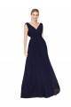 Affordable A-Line High Neck Soft Chiffon Long Dark Navy Formal Evening Dress Canada