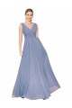 Affordable A-Line High Neck Soft Chiffon Long Dusty Blue Formal Evening Dress Canada