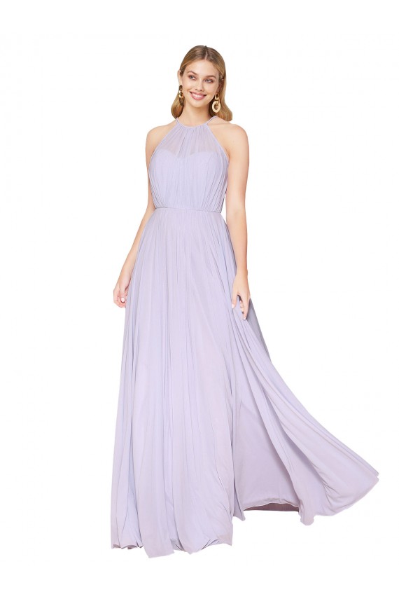 Affordable A-Line High Neck Soft Chiffon Long Lilac Formal Evening Dress Canada