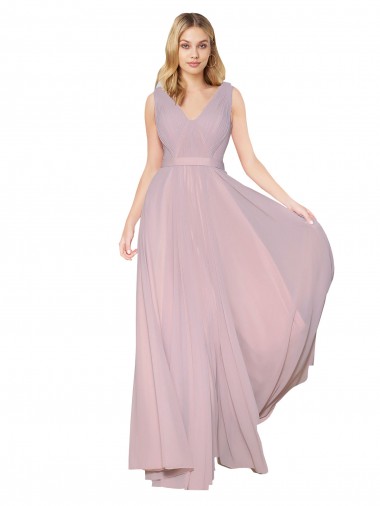 Affordable A-Line High Neck Soft Chiffon Long Primrose Formal Evening Dress Canada