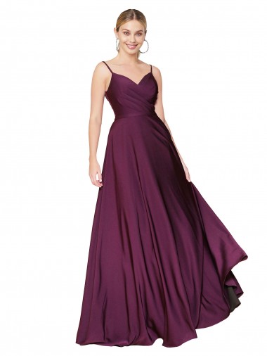 Affordable A-Line High Neck Stretch Crepe Long Wild Berry Formal Evening Dress Canada