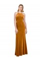Affordable A-Line High Neck Stretch Velvet Long Gold Formal Evening Dress Canada
