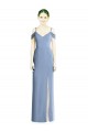 Affordable A-Line Jewel Soft Chiffon Long Dusty Blue Formal Evening Dress Canada