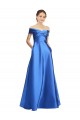 Affordable A-Line Off the Shoulder Satin Long Black Tie Evening Dress Canada