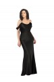 Affordable A-Line Off the Shoulder Silky Satin Long Black Formal Evening Dress Canada