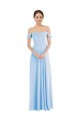 Affordable A-Line Off the Shoulder Soft Chiffon Long Light Sky Blue Formal Evening Dress Canada
