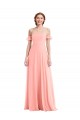 Affordable A-Line Off the Shoulder Soft Chiffon Long Salmon Semi Formal Evening Dress Canada