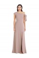 Affordable A-Line Off the Shoulder Stretch Crepe Long Dusty Pink Formal Evening Dress Canada