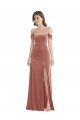 Affordable A-Line Off the Shoulder Stretch Velvet Long Cinnamon Rose Semi Formal Evening Dress Canada