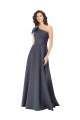Affordable A-Line One Shoulder Satin Long Slate Grey Formal Evening Dress Canada