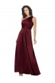 Affordable A-Line One Shoulder Silky Satin Long Burgundy Formal Evening Dress Canada