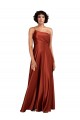 Affordable A-Line One Shoulder Silky Satin Long Burnt Orange Black Tie Evening Dress Canada