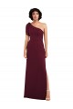 Affordable A-Line One Shoulder Soft Chiffon Long Burgundy Formal Evening Dress Canada