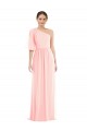 Affordable A-Line One Shoulder Soft Chiffon Long Pink Semi Formal Evening Dress Canada