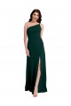 Affordable A-Line One Shoulder Stretch Crepe Long Midnight Green Formal Evening Dress Canada