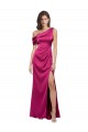 Affordable A-Line One Shoulder Stretch Satin Long Fuchsia Evening Dress Canada