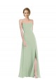 Affordable A-Line Scoop Neck Soft Chiffon Long Sage Semi Formal Evening Dress Canada