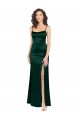 Affordable A-Line Scoop Neck Stretch Satin Long Hunter Formal Evening Dress Canada