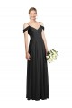 Affordable A-Line Spaghetti Straps Soft Chiffon Long Black Semi Formal Evening Dress Canada