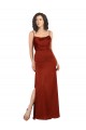Affordable A-Line Square Neck Silky Satin Long Red Formal Evening Dress Canada