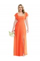 Affordable A-Line Square Neck Soft Chiffon Long Tangerine Tango Semi Formal Evening Dress Canada