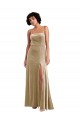 Affordable A-Line Square Neck Stretch Velvet Long Champagne Formal Evening Dress Canada