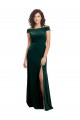 Affordable A-Line Square Neck Stretch Velvet Long Dark Green Formal Evening Dress Canada