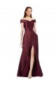 Affordable A-Line Strapless Satin Long Burgundy Gold Black Tie Evening Dress Canada