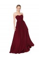 Affordable A-Line Strapless Soft Chiffon Long Burgundy Formal Evening Gown Canada