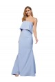 Affordable A-Line Strapless Stretch Crepe Long Light Sky Blue Formal Dress Canada
