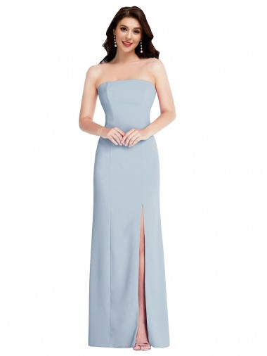 Affordable A-Line Strapless Stretch Crepe Long Light Sky Blue Formal Evening Dress Canada