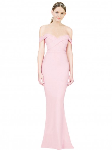 Affordable A-Line Strapless Stretch Crepe Long Pink Formal Evening Dress Canada