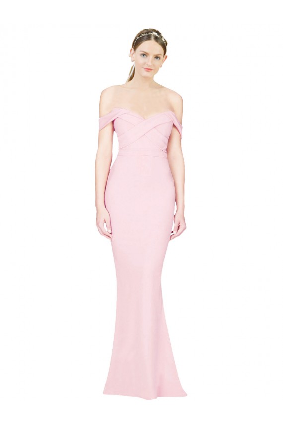 Affordable A-Line Strapless Stretch Crepe Long Pink Formal Evening Dress Canada