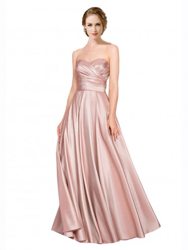 Affordable A-Line Strapless Stretch Satin Long Black Tie Evening Dress Canada
