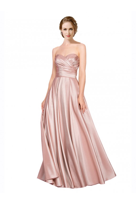 Affordable A-Line Strapless Stretch Satin Long Black Tie Evening Dress Canada