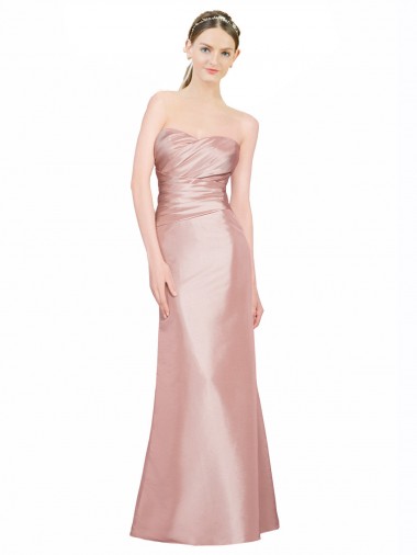 Affordable A-Line Strapless Stretch Satin Long Formal Evening Dress Canada