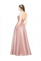 Affordable A-Line Strapless Stretch Satin Long Black Tie Evening Dress Canada