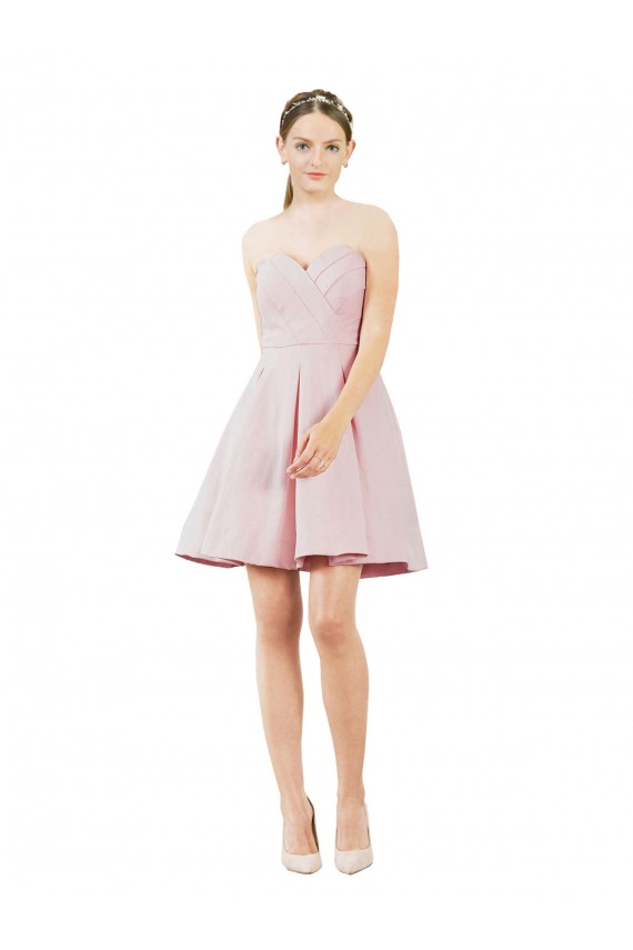Affordable A-Line Sweetheart Satin Knee Length Pink Evening Dress Canada