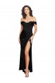 Affordable A-Line Sweetheart Silky Satin Long Black Black Tie Evening Dress Canada