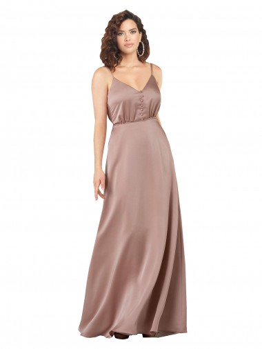 Affordable A-Line Sweetheart Silky Satin Long Dusty Pink Formal Evening Dress Canada